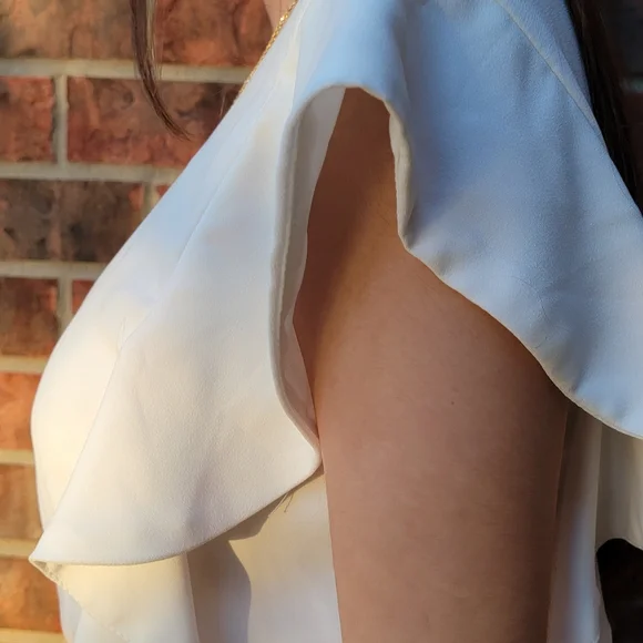 ASOS Jumpsuit Womens 8 Black White Ruffle Sleeve Colorblock Party One Piece - Picture 6 of 16